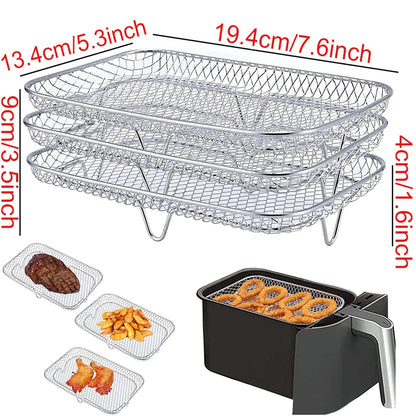 Air Fryer Rack – Stainless Steel Grill & Baking Rack with Skewers