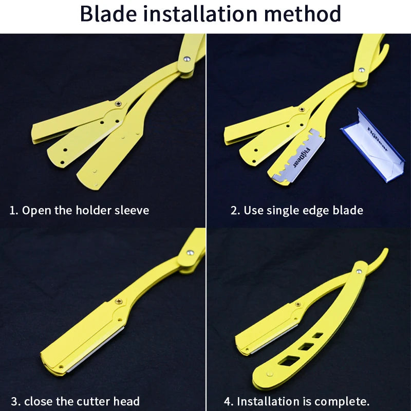 Folding Straight Razor – Barber Hair Shaving Knife for Men & Women