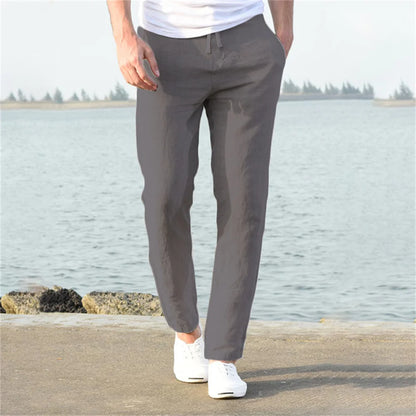 Men's Cotton Linen Drawstring Casual Pants