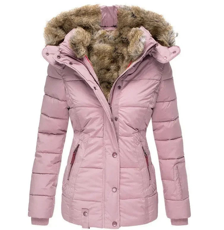 Women's Quilted Puffer Parka – Faux Fur Hood Winter Coat