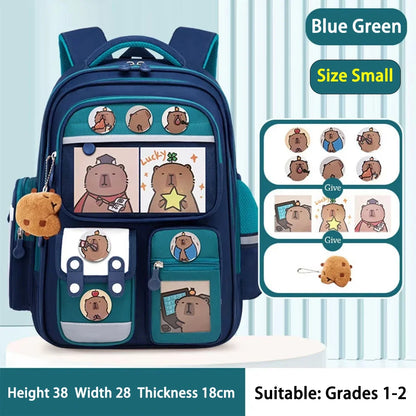 Capybara Kids School Backpack – Waterproof, Spine-Protection, Large Capacity