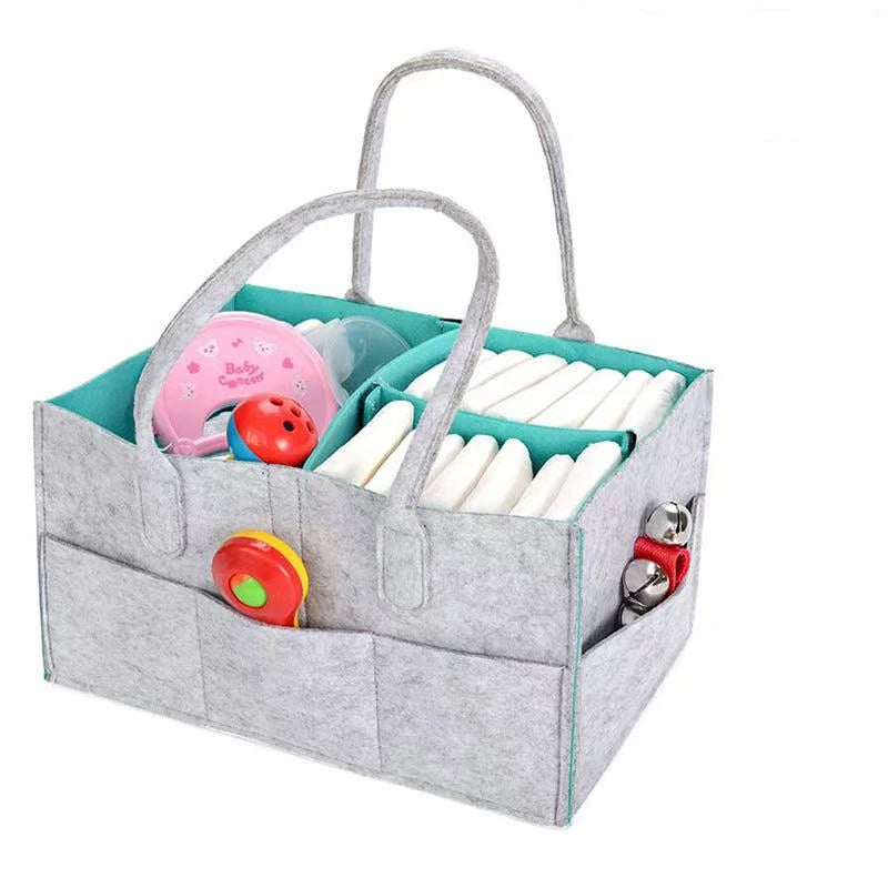 Felt Baby Diaper Caddy Organizer – Large Capacity Storage Bag