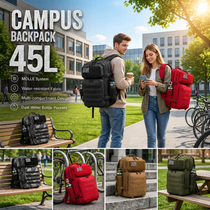 45L Tactical Fishing & Hiking Backpack with Dual Cup Holders