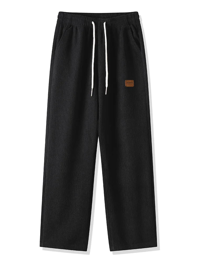 Men's Fleece-Lined Corduroy Sweatpants – Warm Straight Leg Track Pants