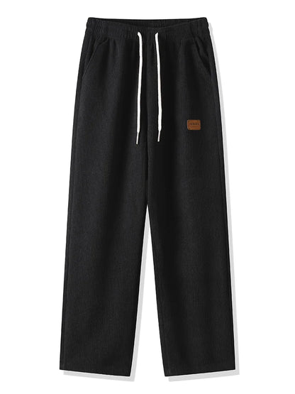 Men's Fleece-Lined Corduroy Sweatpants – Warm Straight Leg Track Pants