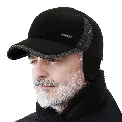 Winter Baseball Cap with Ear Flaps – Thick Warm Hat for Men