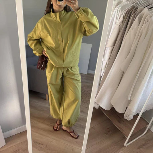 Women's Jacket & Wide-Leg Pants Set – Casual Autumn Tracksuit