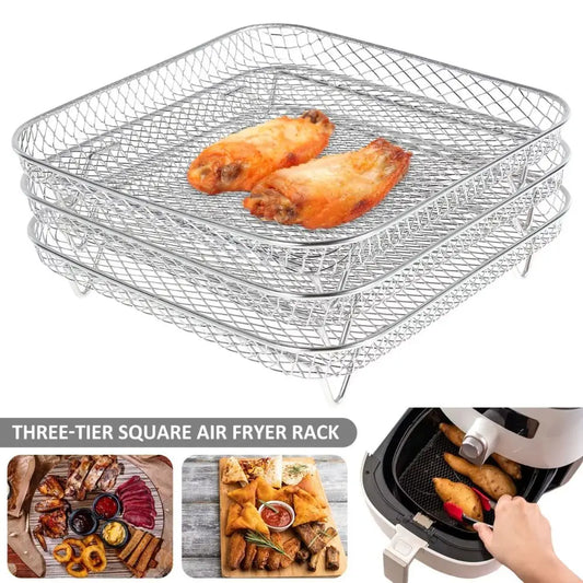 Air Fryer Rack Stainless Steel – Stackable Multi-Layer Cooking Tray