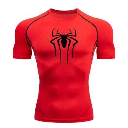 Men's Compression Short Sleeve Gym T-Shirt Spider Print