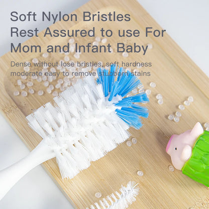 Baby Bottle Cleaning Brush Set – 2-in-1 Nylon with Suction Stand