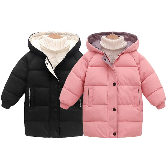 Kids' Long Puffer Parka Coat – Hooded Winter Jacket for Boys & Girls