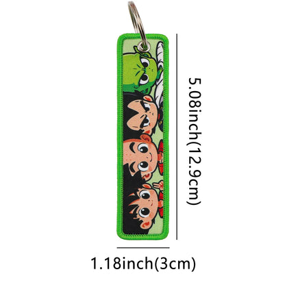 Anime Embroidery Keychain Tag – Cartoon Character Key Ring for Motorcycle, Car & Backpack