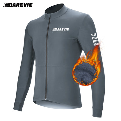 Darevie Men's Winter Cycling Jersey – Thermal Fleece Long Sleeve