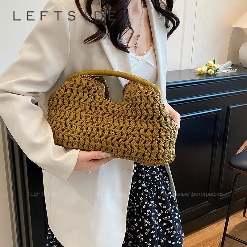 Woven Straw Beach Bag | Women's Summer Rattan Handbag