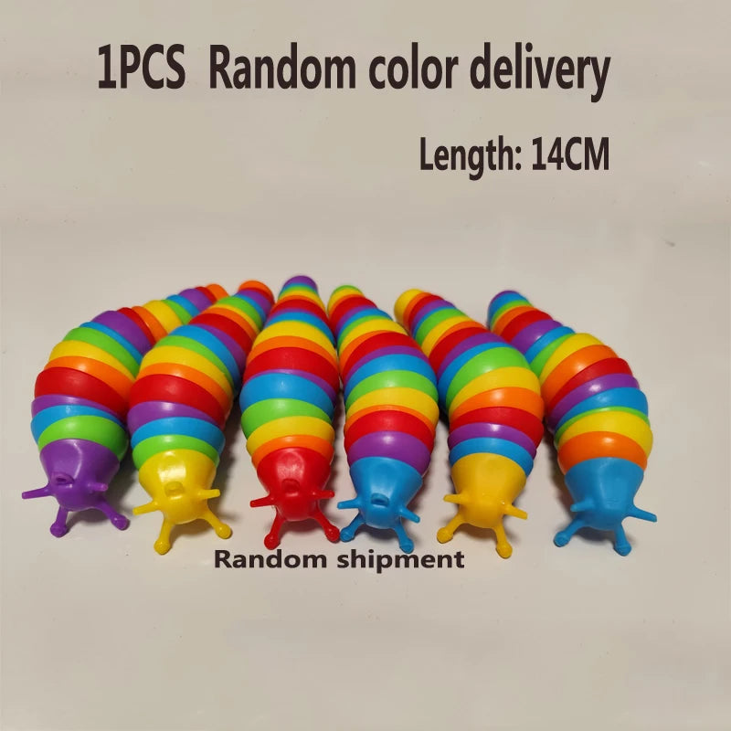 3D Slug Fidget Toy – Articulated Rainbow Caterpillar Sensory Toy