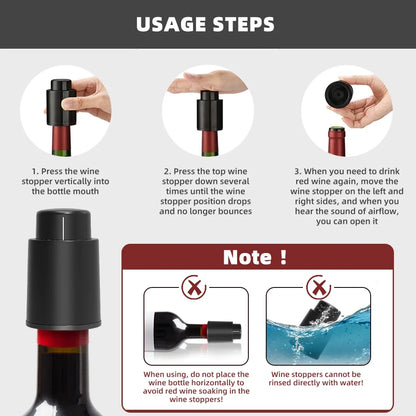 2-Piece Vacuum Wine Bottle Stopper Set