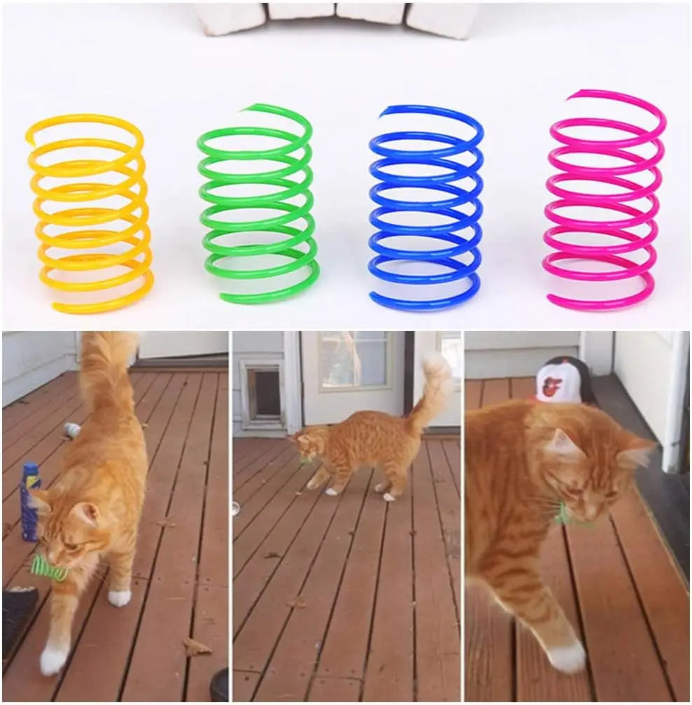 Cat Spring Toys – Colorful Plastic Coil Spiral Interactive Toy