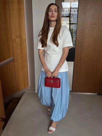 Women's Wide Leg Lantern Pants – Loose Cotton Casual Trousers
