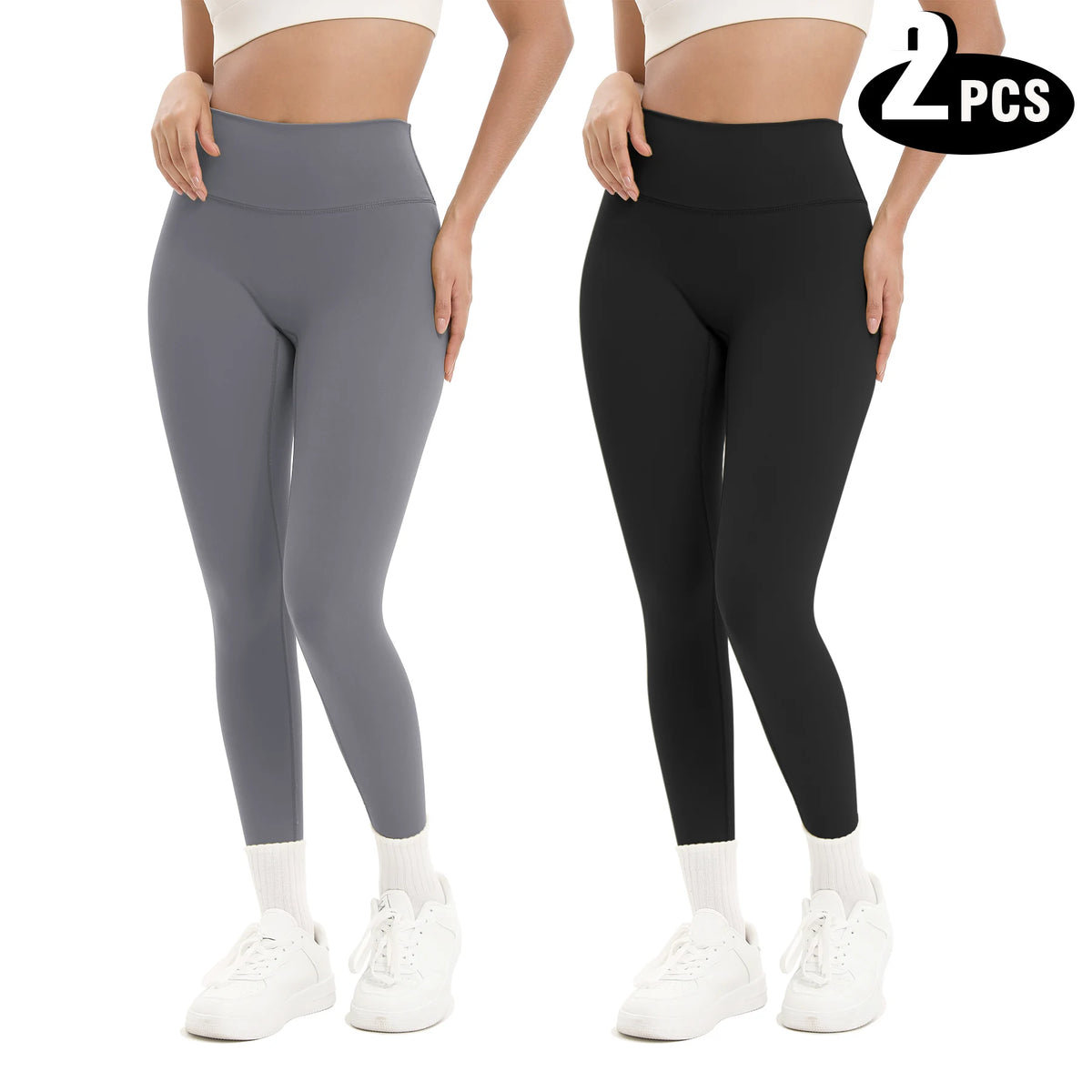 2-Pack High Waist Butt Lifting Yoga Leggings – Side Cutout Lace-Up