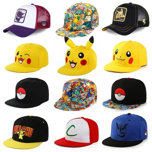 Pokemon Snapback Baseball Cap – Anime Embroidered Hat for Men Women Kids