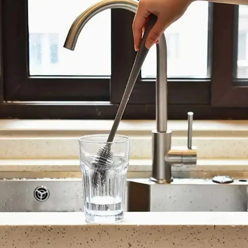 Silicone Bottle Cleaning Brush with Long Handle for Cups & Thermos