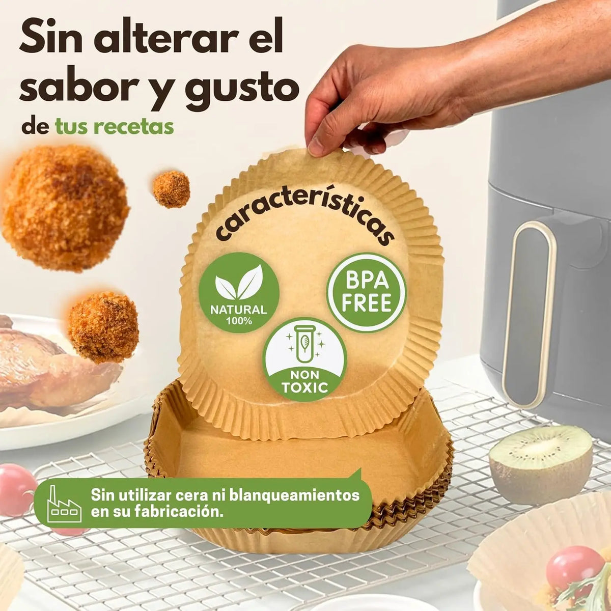 Square Air Fryer Disposable Paper Liners – BPA Free, 7.9" & 9.1"