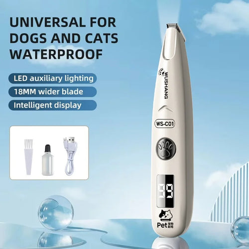 Pet Electric Grooming Trimmer – Quiet, Waterproof & LED Light