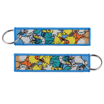 Anime Embroidered Jet Tag Keychain – Cute Cartoon Key Ring