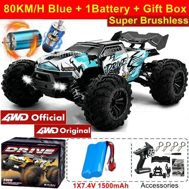4WD RC Car 1/16 Scale – 50/80KM/H High Speed Off-Road Remote Control Truck