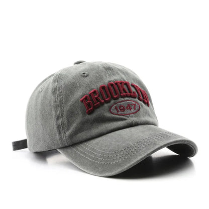 Brooklyn 1947 Embroidered Baseball Cap – Retro Washed Cotton Hat