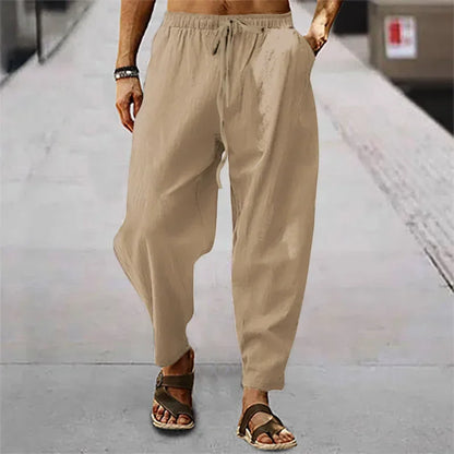 Men's Cotton Linen Straight Leg Pants – Lightweight Casual