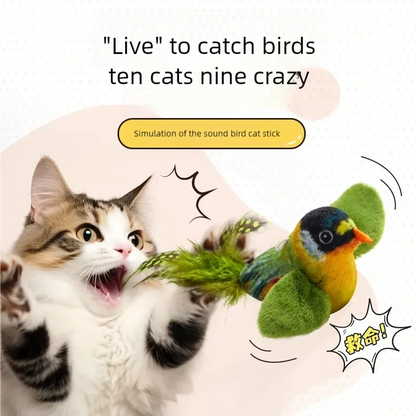 Electric Bird Cat Toy – Interactive Chirping Plush Bird with String