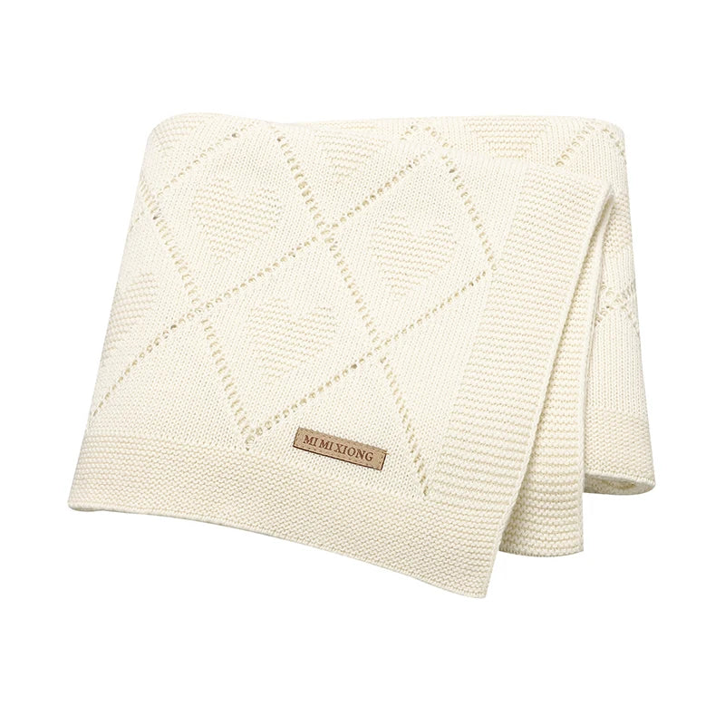 Baby Knit Blanket Super Soft Cotton Swaddle Wrap 90x70cm