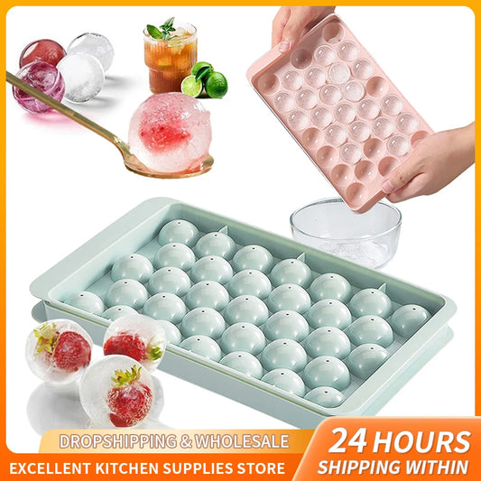 Round Ice Ball Maker Tray – 33-Cavity Mini Sphere Mold