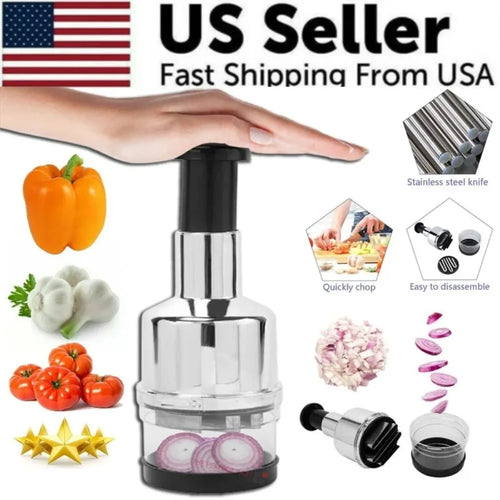 Onion Chopper - Stainless Steel Handheld Vegetable & Garlic Mincer