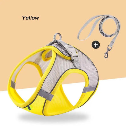 Soft Mesh Pet Harness & Leash Set – Escape-Proof, Reflective, Adjustable