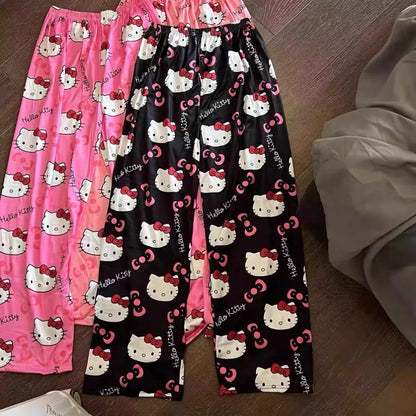 Hello Kitty Cartoon Pajama Pants – Soft Anime Lounge Trousers for Women