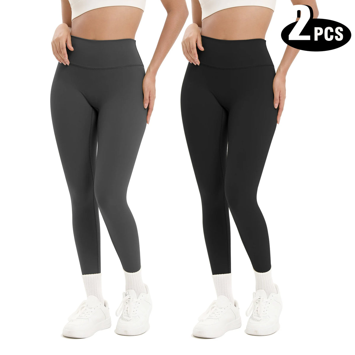 2-Pack High Waist Butt Lifting Yoga Leggings – Side Cutout Lace-Up