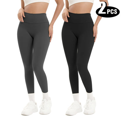 2-Pack High Waist Butt Lifting Yoga Leggings – Side Cutout Lace-Up