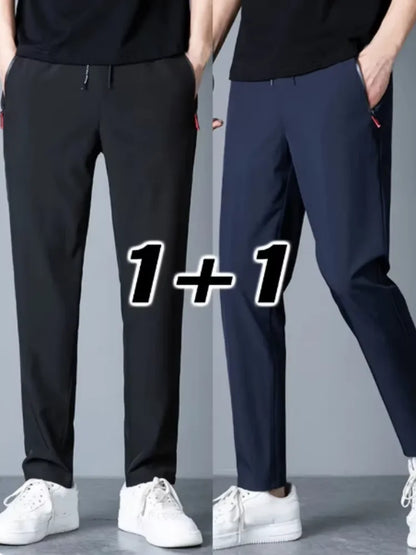 2-Pack Men's Slim Jogger Pants – Korean Casual Stretch Trousers