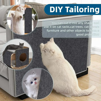 Cat Scratching Mat – Self-Adhesive Trimmable Carpet Pad for Furniture & Couch Protection