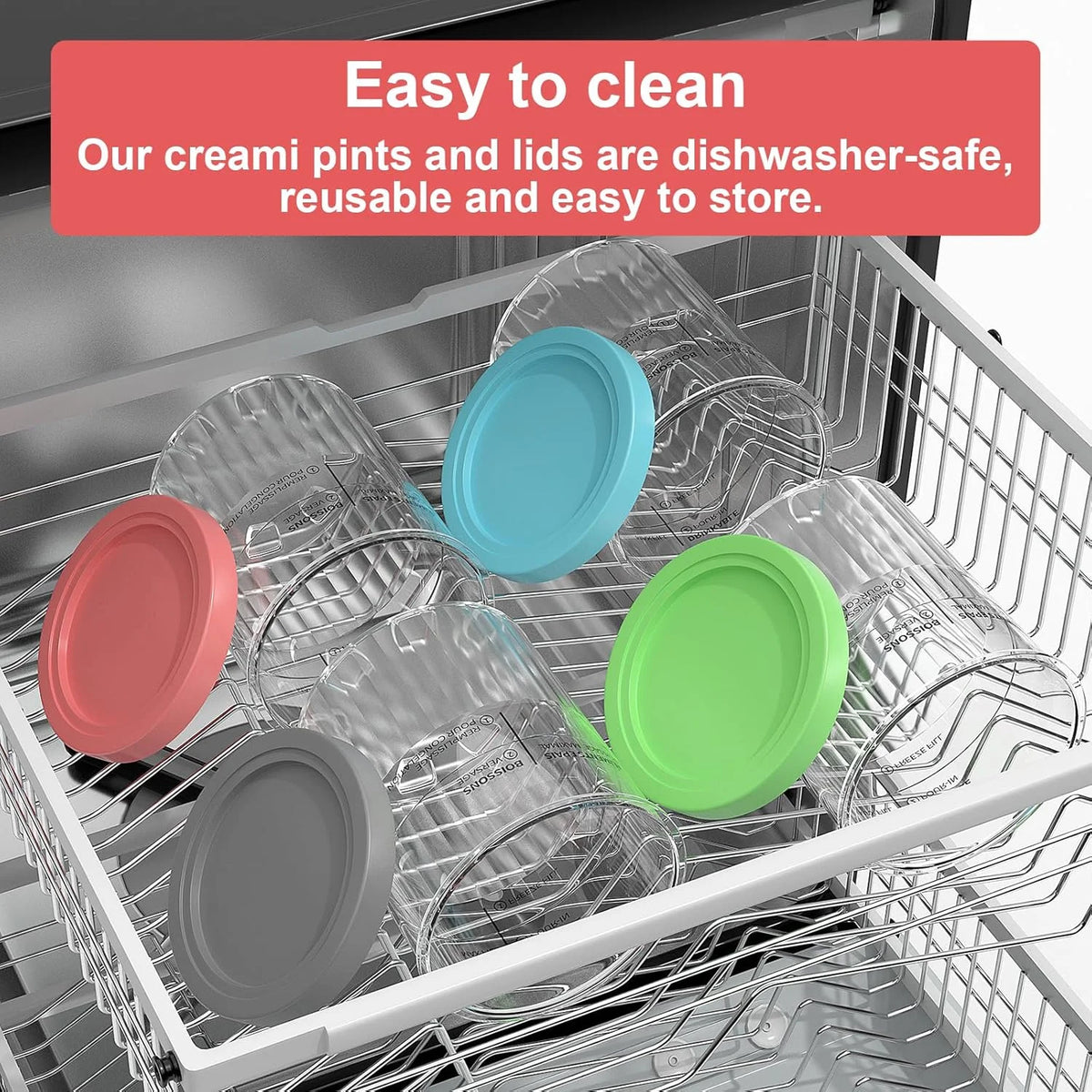 Ninja Creami Replacement Pints & Lids – 4-Pack Ice Cream Containers