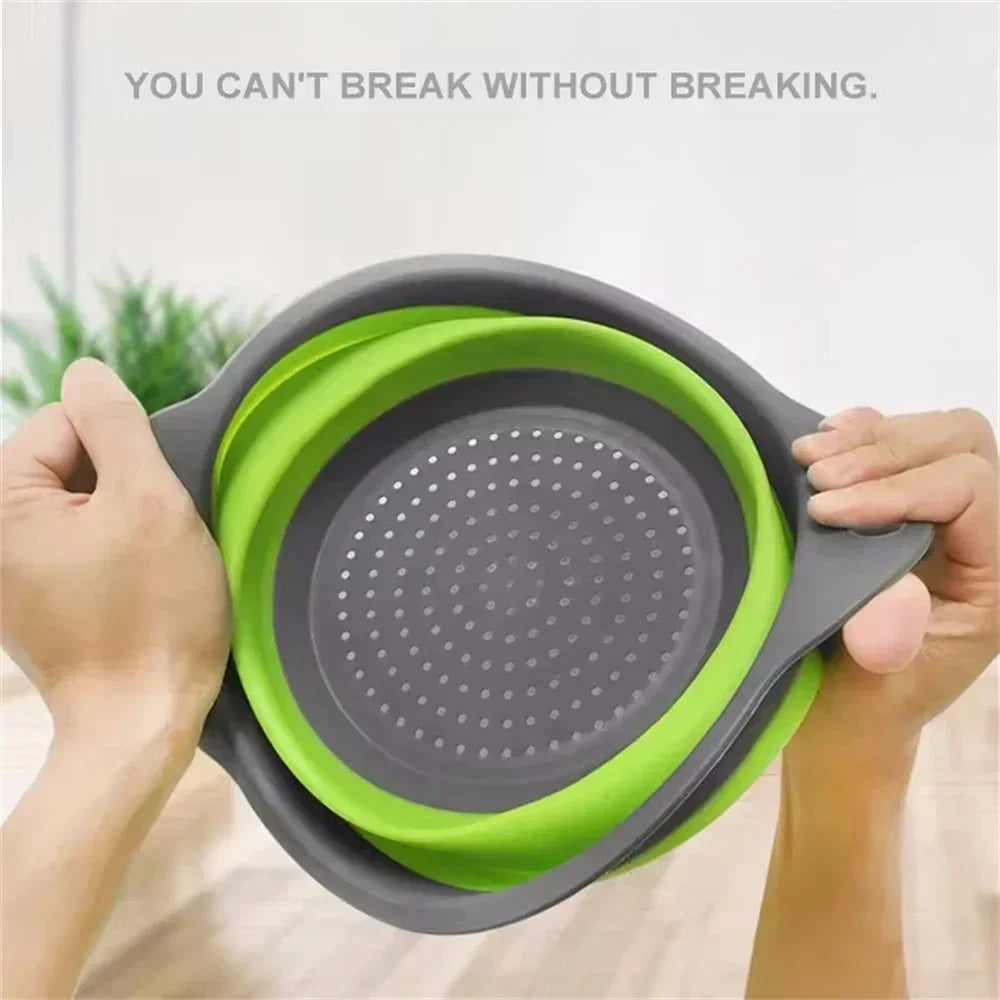 Collapsible Silicone Colander – Foldable Kitchen Strainer Basket