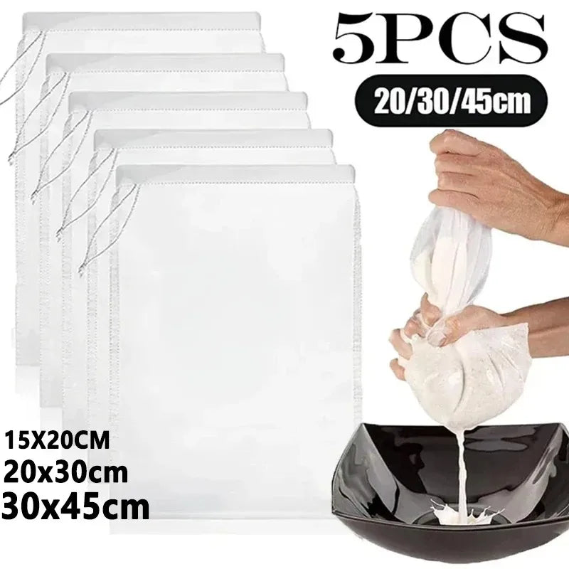 Reusable Nylon Nut Milk Bag – Fine Mesh Food Strainer