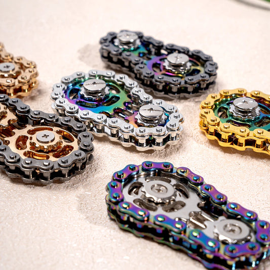 Metal Bicycle Chain Fidget Spinner Toy with Spinning Gears