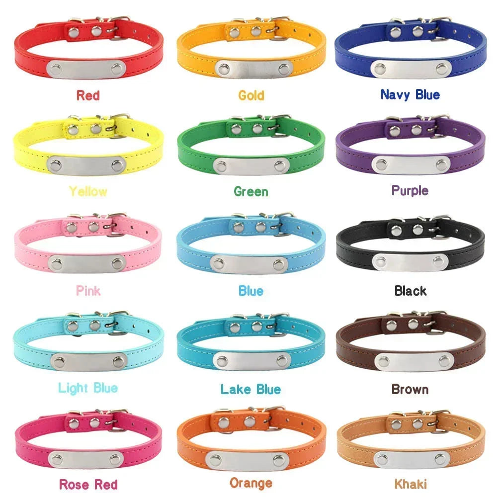 Personalized Dog Collar with Engraved ID Tag – PU Leather, Anti-Lost