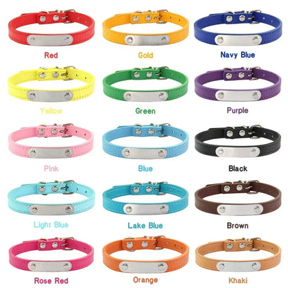 Personalized Dog Collar with Engraved ID Tag – PU Leather, Anti-Lost