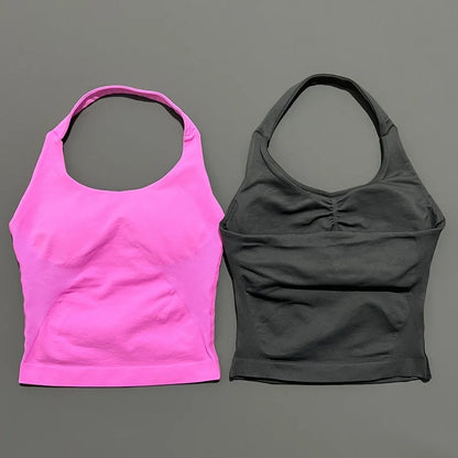 Seamless Halter Longline Sports Tank Top – Women's Gym & Yoga Wear