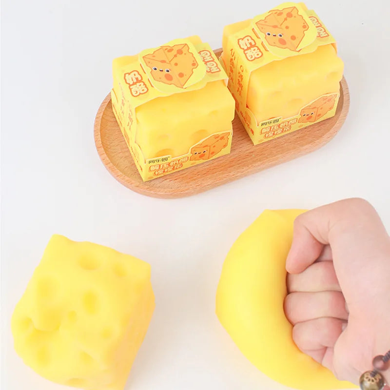 Squishy Cheese Block Stress Relief Fidget Toy – Slow Rising Squeeze