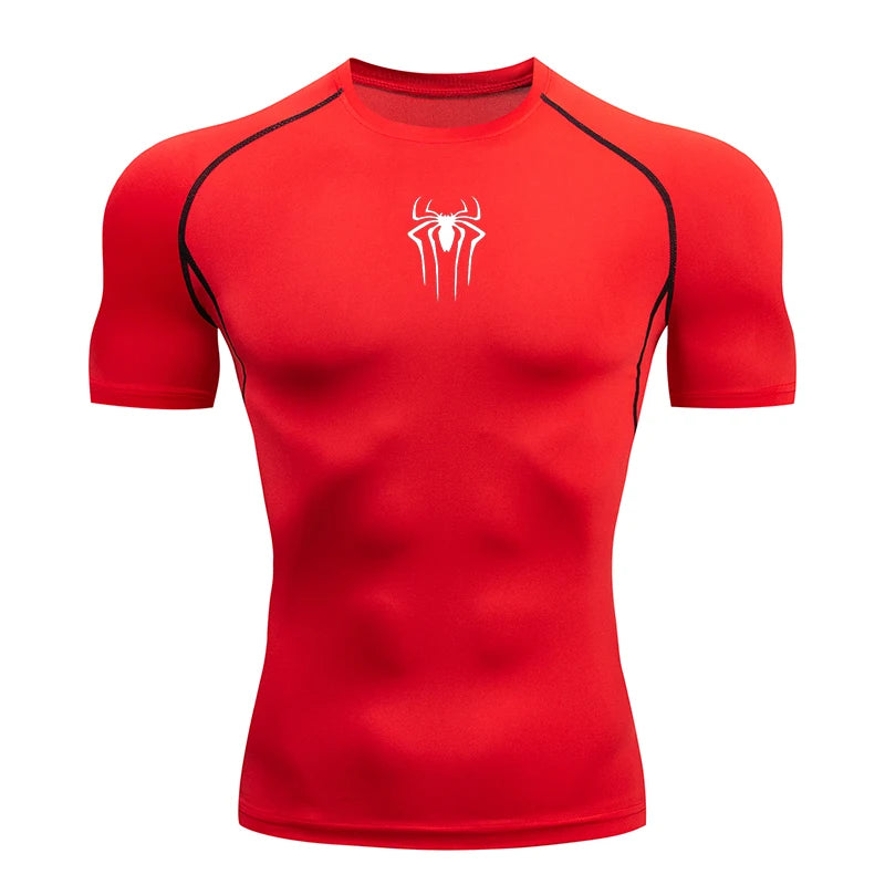 Men's Compression Short Sleeve Gym T-Shirt Spider Print
